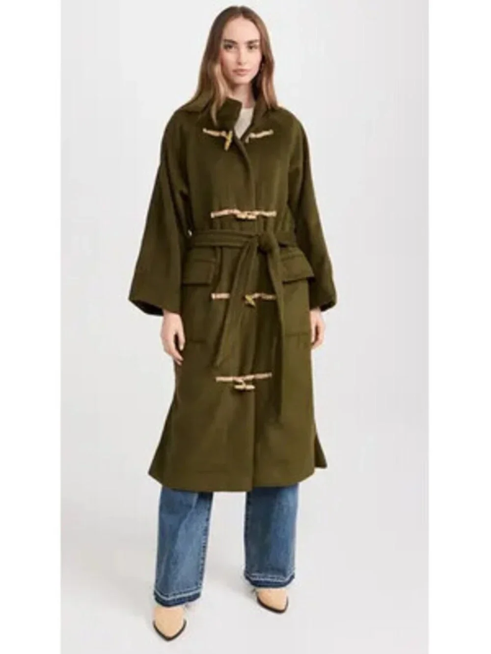 NEW, FREE PEOPLE Alma longline duffle coat in Beech Size L  #C4856